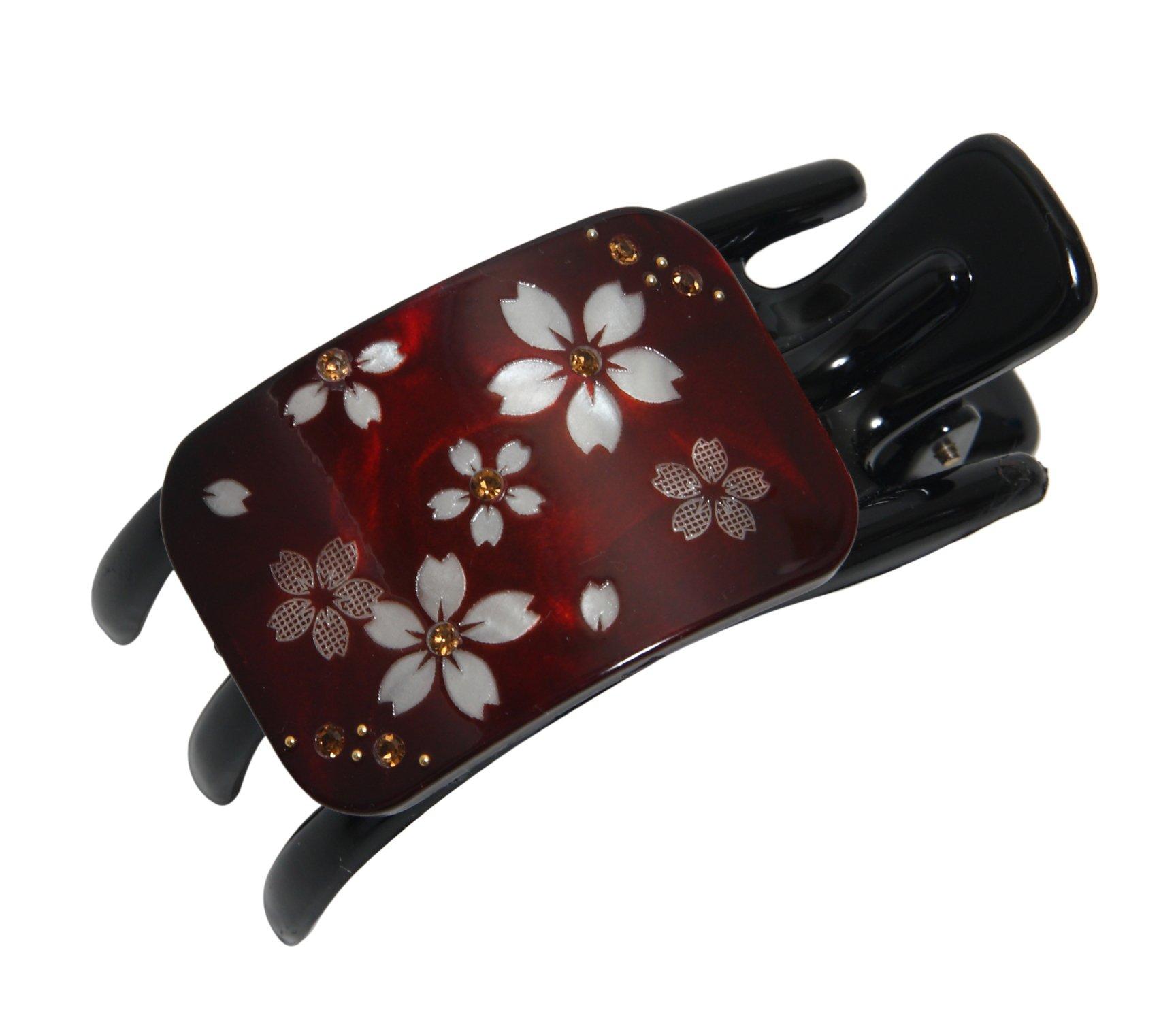 

Japanese pattern hair bang brown clip, single-edged clip, Maizakura,