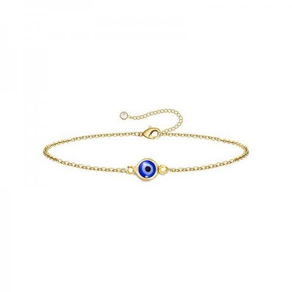 Handmade Stainless Steel Turkish Evil Eye Gold Color Bracelet Chain For Women Men Good Luck Fashion Jewelry Party Gift