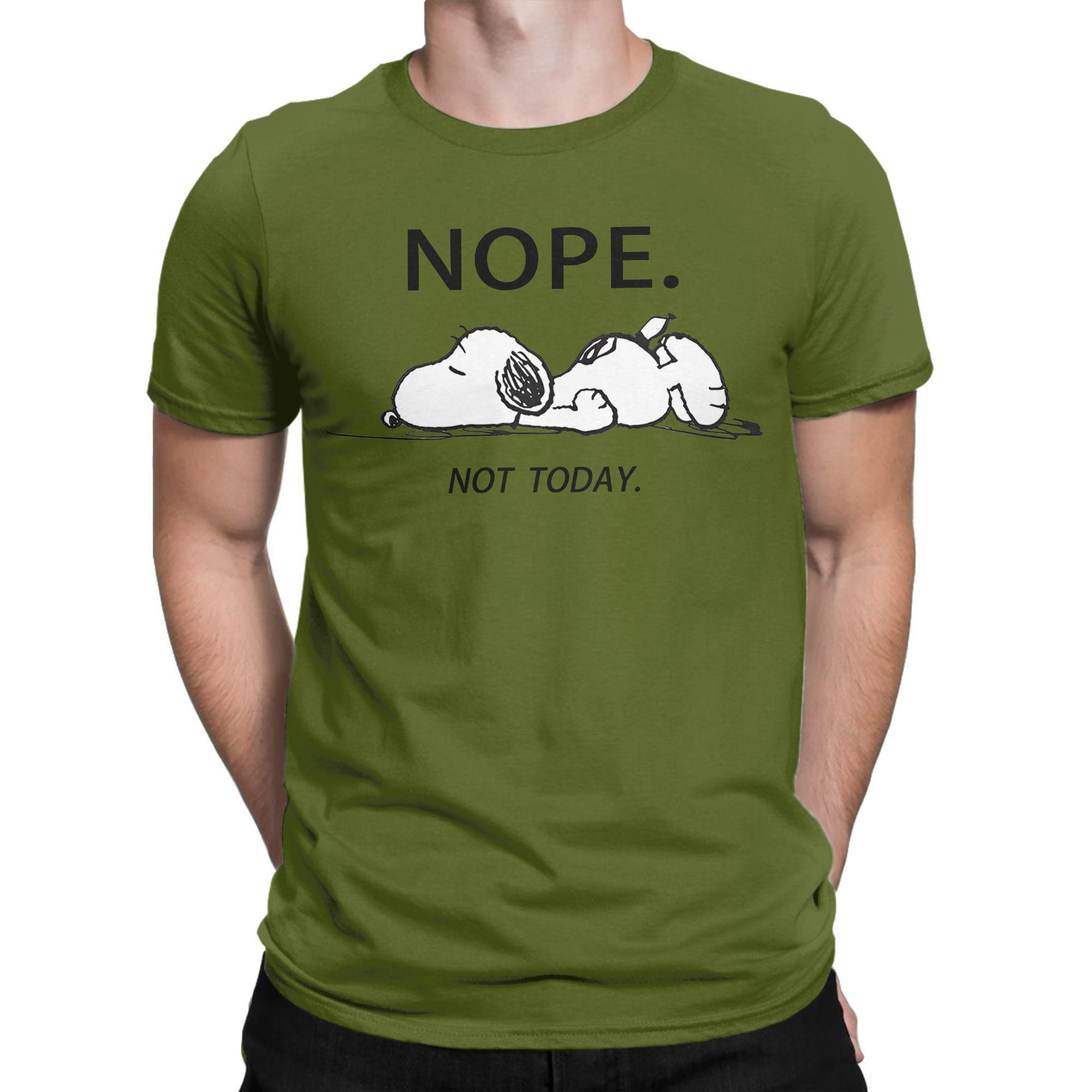 XIXI Fashion Heren Leuke Cartoon Snoopy T-shirts Nope Not Today Katoenen Kleding Coole Korte Mouw Ronde Hals T-shirts 4XL 5XL 6XL T-shirts S