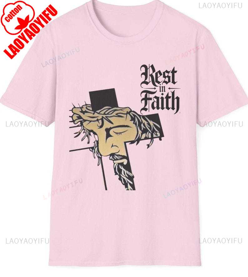 Cross Rest in Faith TShirt Jesus Christian Tee Faith Based Apparel Inspirational Gift Casual Inspirational Apparel Faith Tee S