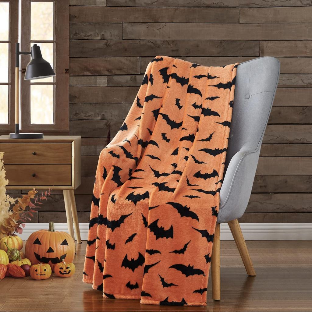 Halloween Pumpkin Plush Blanket Light Soft Bedding Flannel Blanket