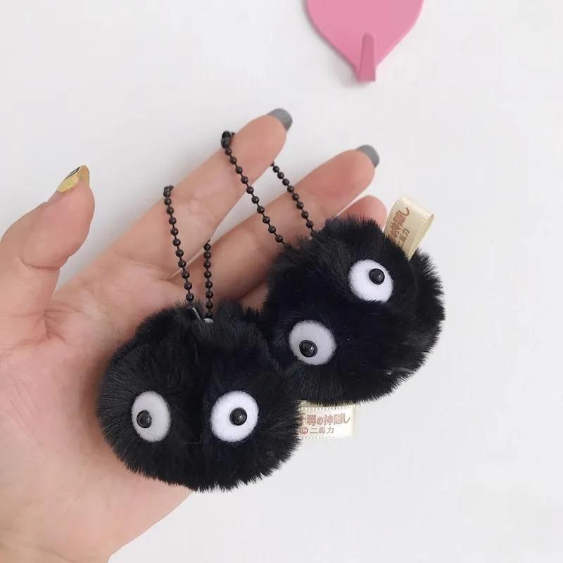 5pcs Pet Toy Coal Ball Figurines Keychains Accessories Cute Plush Black Coal Ball Cartoon Bag Pendants