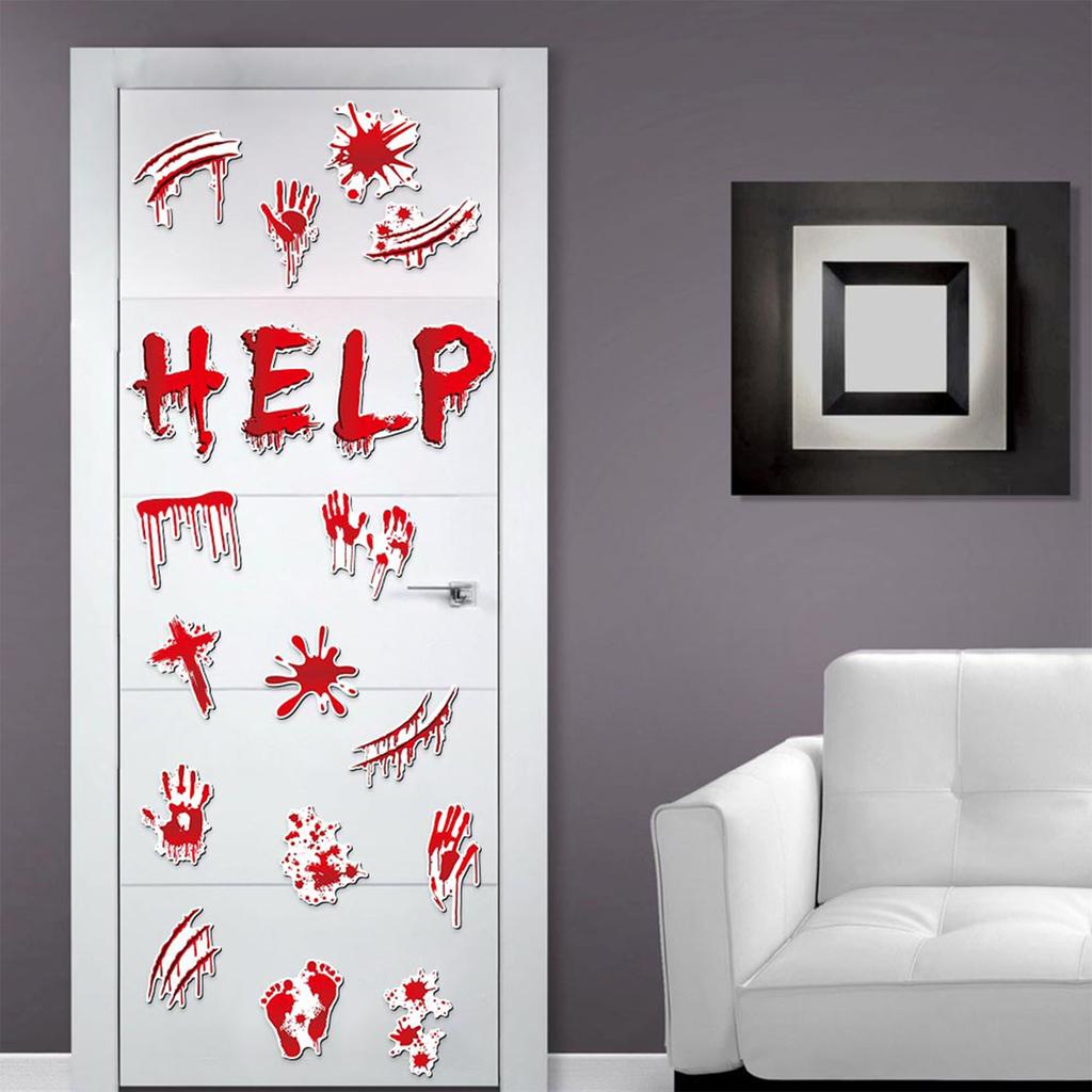 Halloween Refrigerator Magnets Stickers Horror and Dirty Bleeding Red Stickers Suitable for Party Paper Favor