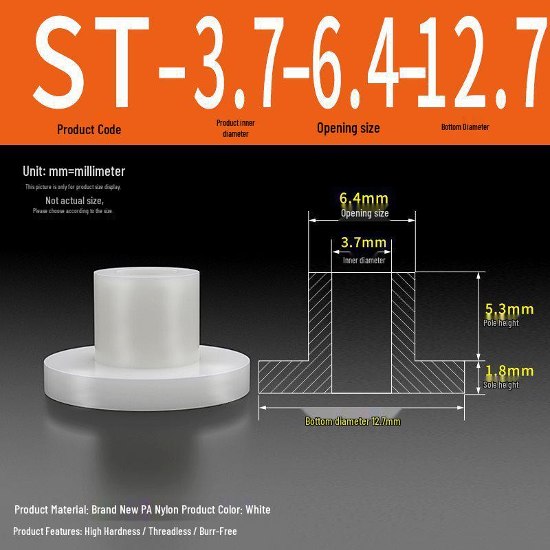 T-förmige Nylon-Unterlegscheibe: Konvex-Konkave Schraubwellenhülse, Stufen-Kunststoffscheibe, Nylonbuchse, Isolierkapsel ST2-ST35