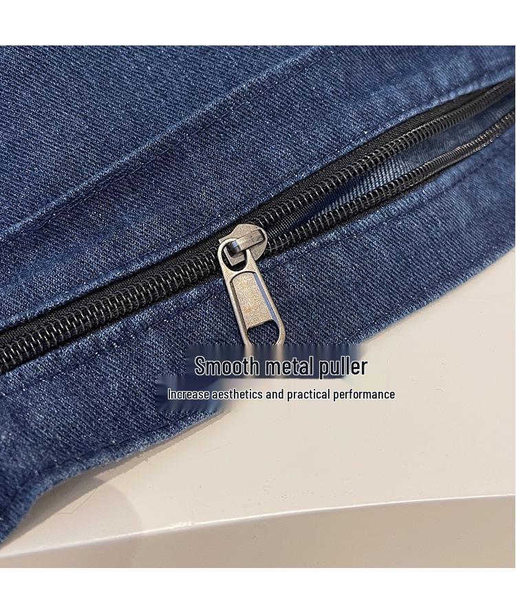 Large Casual Denim Tote: Versatile Canvas Shoulder Bag for Students & Commuters