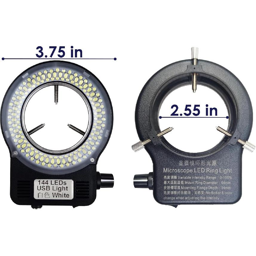 LED Ring Light Illuminator for Microscope, 144 LED Bubbles for Lab Monocular Binocular Trinocular Stereo Microscope Camera, Electronic Industry Ring