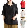 Women Tops V-Neck Short Sleeve Embroidery Flower Pattern Pullover Tops Solid Color Loose Fit Casual T-shirt Daily Wear