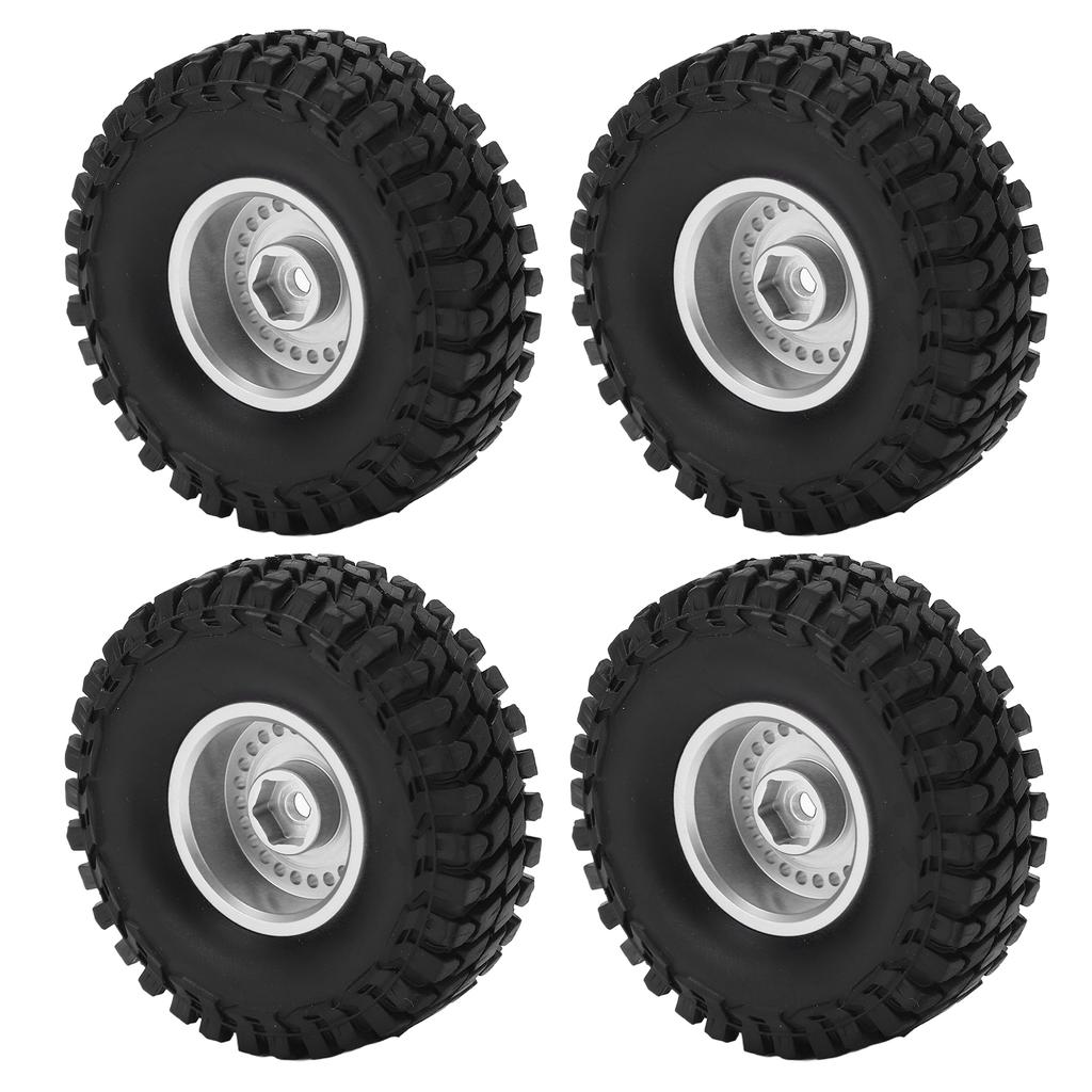 4pcs 55mm Front Rr Rubber Tires and 24 Hole Wheel Rims Set for AL SCX24 1/24 RC Car
