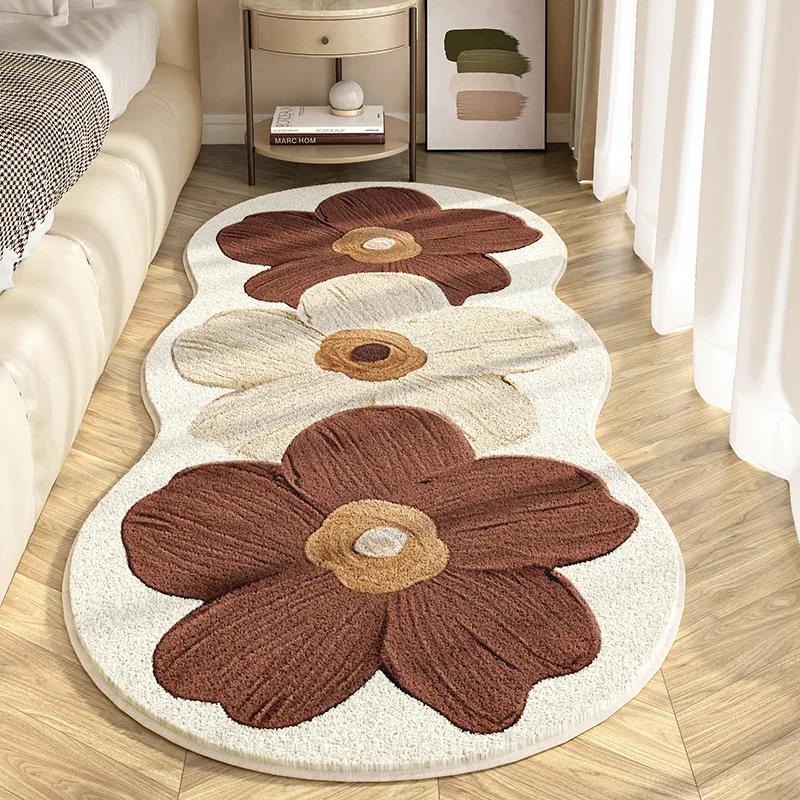 

Cute Flower Round Area Rug Indoor Floor Mat Carpet for Girls Bedroom Bathroom Living Room Sofa Decor Entrance Mat Autumn Winter 40x60cm