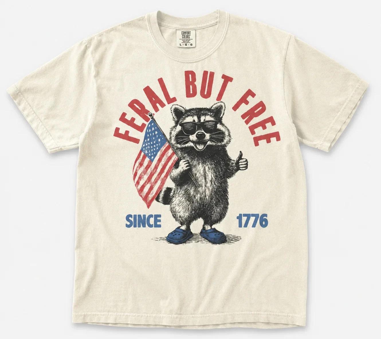Apparel USA 250th Birthday Patriotic Freedom Raccoon T-Shirt – Americana 3XL