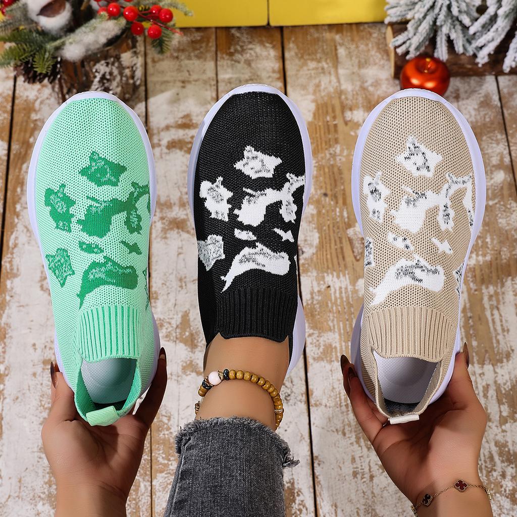 2025 New Women Casual Mesh Shoes Breathable Soft Sole Comfortable Sneakers Women Spring New Knitted Flat Sports Single Shoes