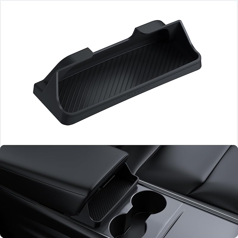 BASENOR 2026 Tesla Model Y Model 3 Center Console Sunglasses Holder, Armrest Key Holder Storage Box For 2025 2026 Model Y Juniper 2024 2025 Tesla 3 Model 3/Y