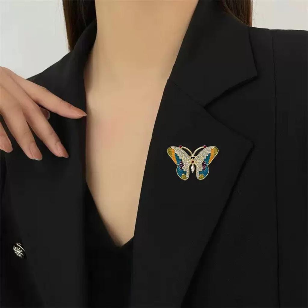 Fashion Butterfly Brooch for Women - Colorful Enamel Lapel Pin for Wedding Party, Jackets, Coats, and Scarves
