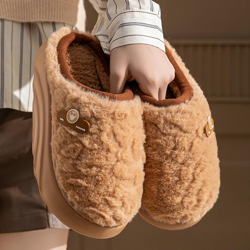 The New Home Thick-soled Anti-slip Slippers Are Fashionable, Cute and Warm Cotton Shoes
