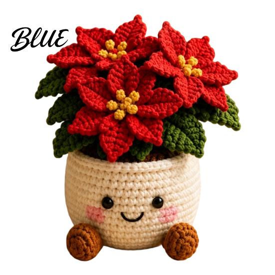 Holiday Gift Ideas for Family Simulated Crochet Christmas Potted Decor, Knitted Mini Artificial Tree Flower Miniature Plants Windowsills Ornament,