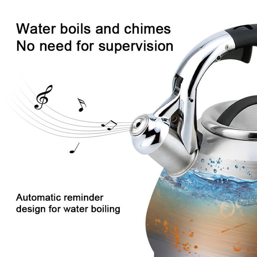 2025 Nowy czajnik gwizdkowy ze stali nierdzewnej, Europejski domowy czajnik do gotowania wody, Uniwersalny czajnik na kuchenkę indukcyjną i gazową, 3L