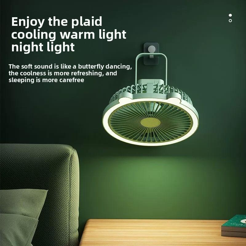 Mini ventilador de escritorio portátil recargable con luz LED diseño de dibujos animados para dormitorio