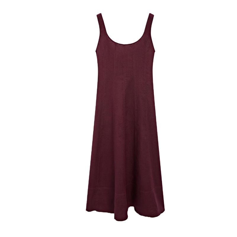 

MD Spring/Summer New Arrival Women s Clothing French Style Casual Drape Long Linen Blended Vest Dress 6630586 Bordeaux wine red L