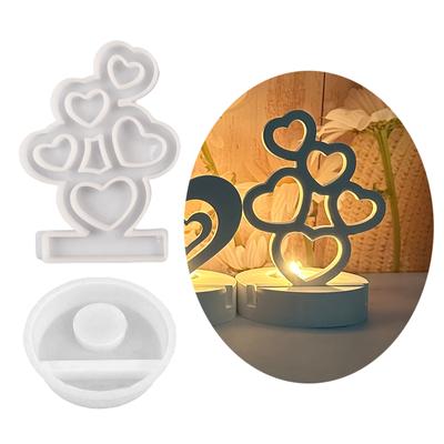 Love Heart Candle Holder Molds with Base Heart Candlestick Molds Tealight Holder Molds for DIY Art Craft Candlestick
