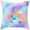 Nordic Unicorn Printed Peach Leather Velvet Pillowcase Cute Pink Horse Rainbow Cartoon Sofa Pillowcase