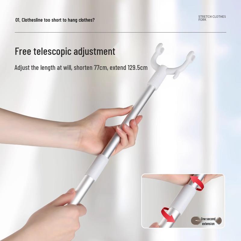 

Retractable Stainless Steel Clothes Drying and Hanging Pole with Extended Reach for Balcony Use White Short Version [Adjustable 78-94cm]