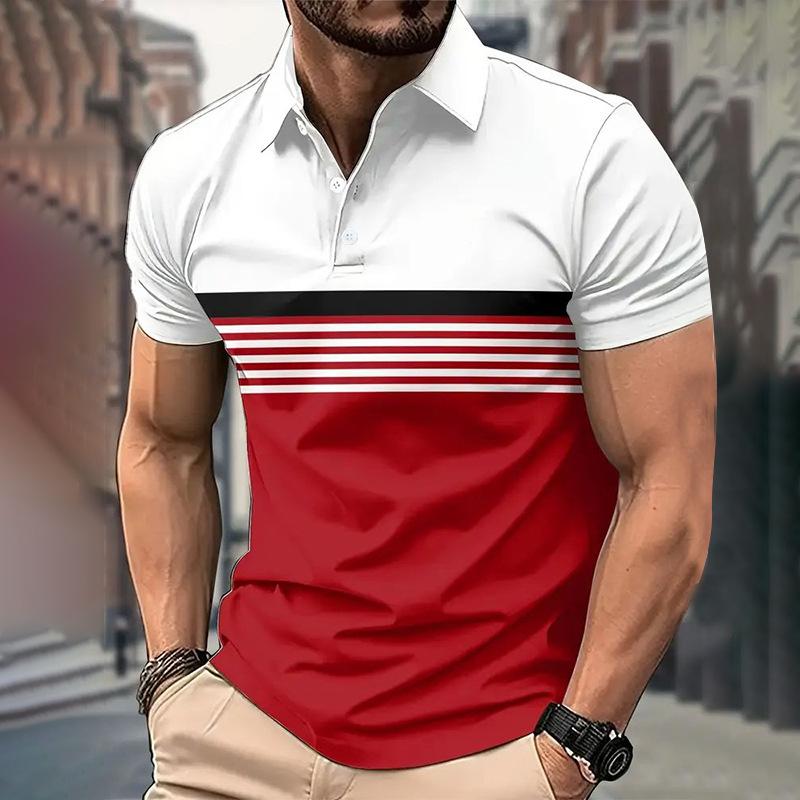 Men's Summer New Short-sleeved Polo Shirt 3D Digital Printing Lapel Casual Outdoor Polo Shirt