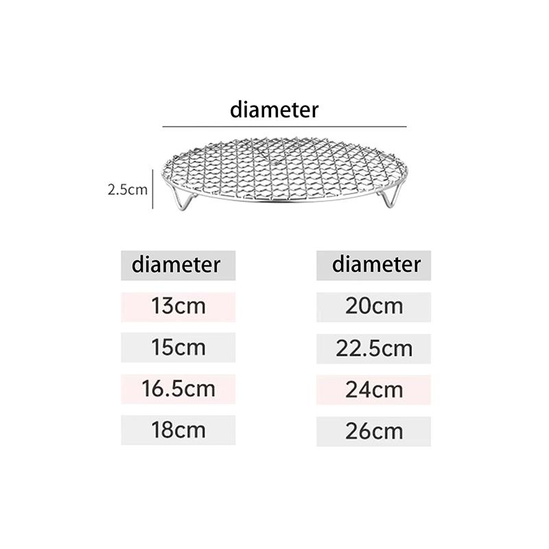 Round Air Fryer Rack With Legs Stackable Grid Grilling Rack Stainless Steel Anti-Corrosion For Home Kitchen Oven Steamer Cooker