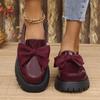 Women's Plus Size Slip-On Loafers, Thick Sole Mid Heel Casual Flats