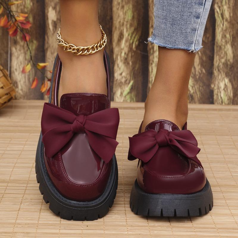 Women's Plus Size Slip-On Loafers, Thick Sole Mid Heel Casual Flats