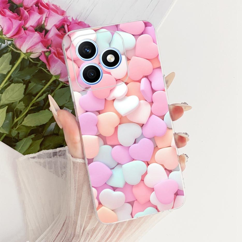 For Honor X8d 4G Case Cute Love Heart Painted Cover Soft Silicone Slim Phone Case For Honor X8d X 8d HonorX8d 4G Back Cover Bags