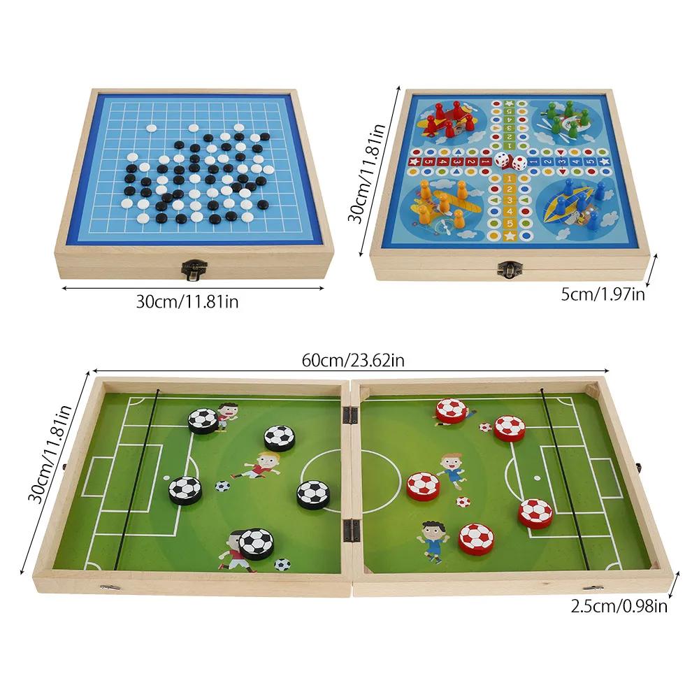 Foldable 3 In1 Foosball Winner Board Games Table Hockey Game Catapult Chess Flying Chess Parent-child Interactive Toy Party Game