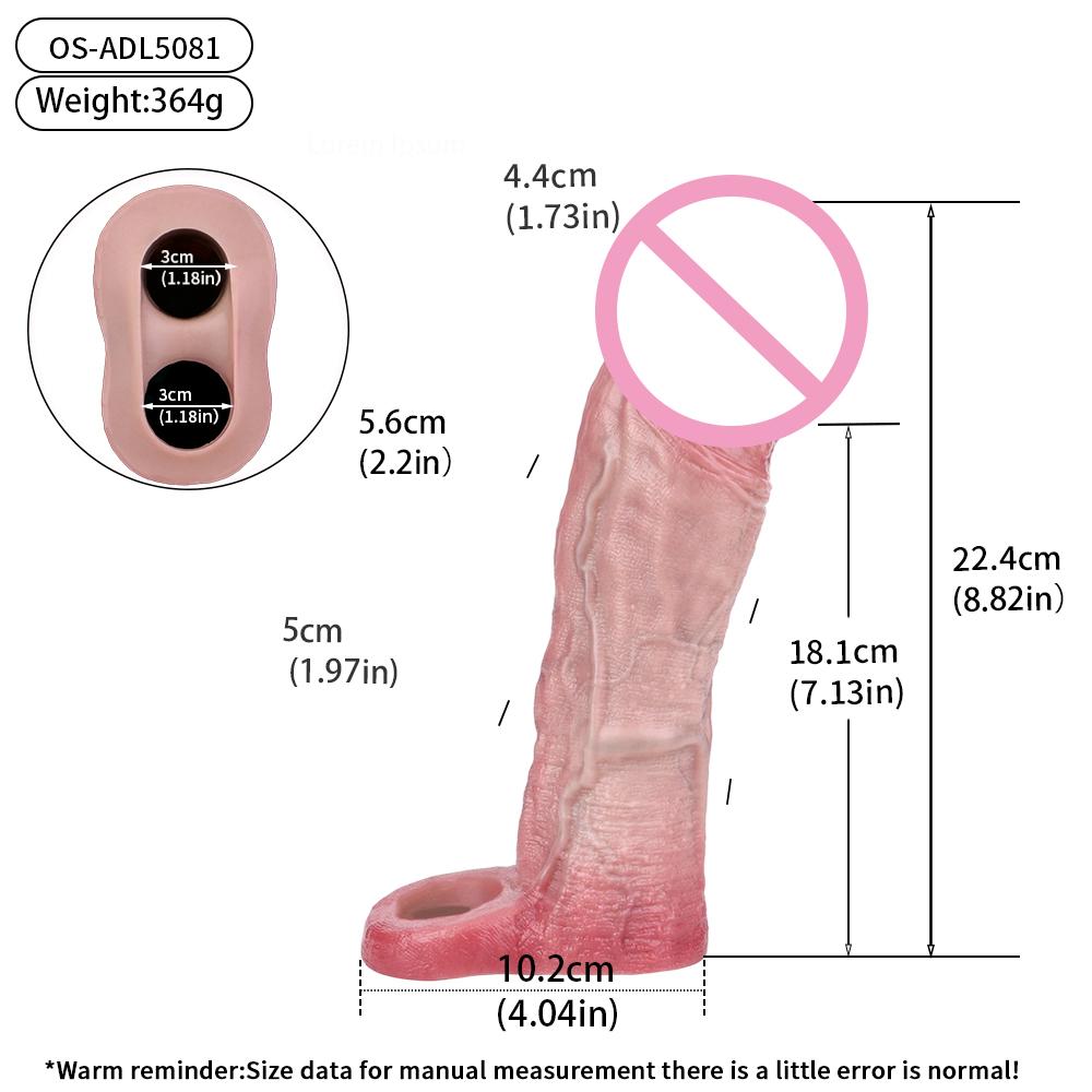 ORALSX Kleine Größe Penisverlängerer 5 Zoll Gliedmanschette Wiederverwendbare Kondom Hohl Dildo Silikon Penisverlängerer für Männer Kleiner Penis