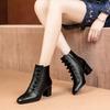 England Style Ankle Boots Women Leather Short Boot Button Spring Lady Elegant Evening Party High Heel Shoes Pointed Toe Botassr5