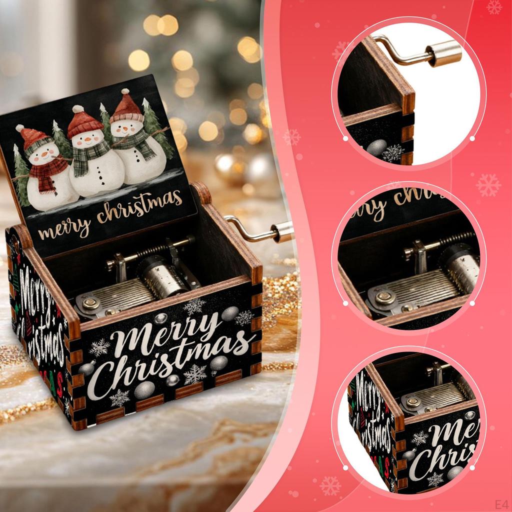 Christmas Music Box Decor Table Centerpiecec Collection Mini Ornament Hand Crank Tune