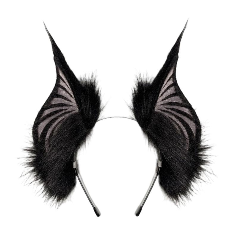 Gothic Bat Creature Ears Headpiece Cosplay Plush Hair Hoop Props For Role Play And Costume Event LARP