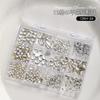 12 Grid Mini Zircon Pearl Nail Accessories Internet Celebrity New Mixed Flat Bottom Steel Ball Cross Decoration