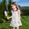 ASK JUNIOR Kids' Summer New Chinese Style Color-block Peter Pan Collar Dress