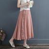 2024 Summer Women's Fairy Hanfu Dress with Embroidery and Frog Buttons - Retro Chiffon Midi Skirt.