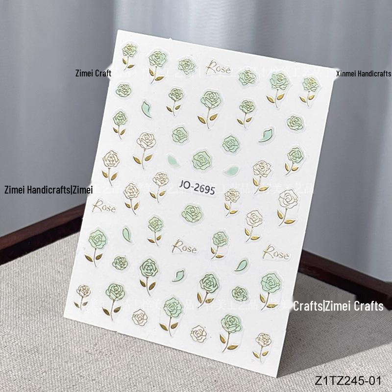 

2025 Весна/Лето Наклейки для 3D дизайна ногтей в акварельном стиле цвета розового золота с фольгированным рельефом