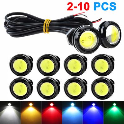 2/10 PIEZAS 18MM COB LED Luz Ojo de Águila para Coche 12V DRL Luz Diurna Marcador de Respaldo Señal de Estacionamiento Luces Antiniebla Impermeable Rojo Amarillo