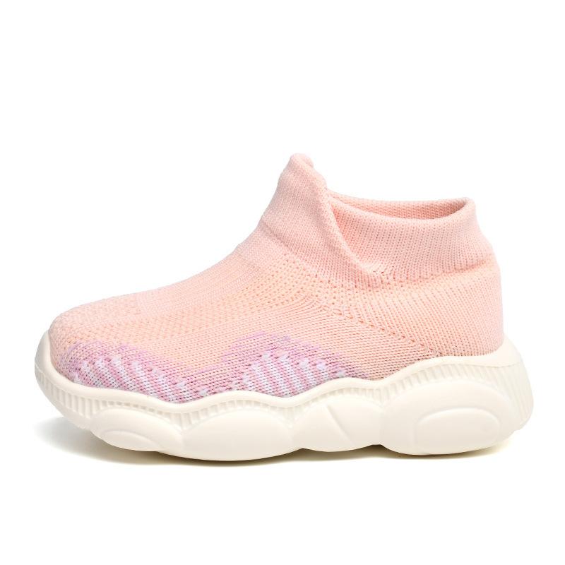 New classmate high-elastic flying woven bear sole baby shoes children's toddler shoes platform casual shoes socks shoes