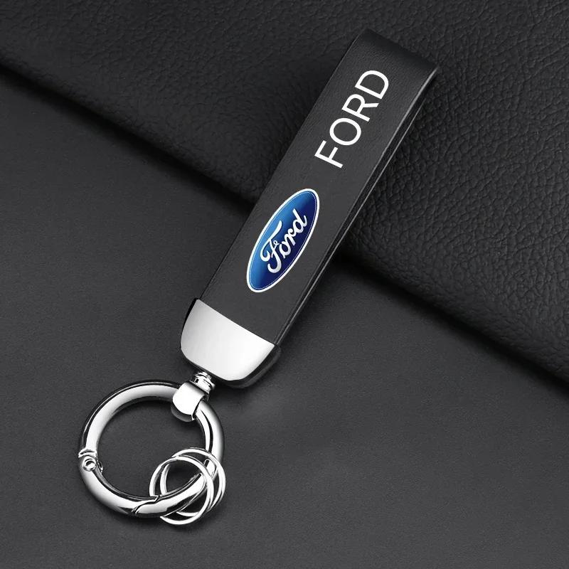 Car Sticker Hot For Ford Car Metal Leather Key Chain High Quality Gift For Ford Focus 2 MK2 4 MK3 MK4 ST Mondeo Festiva Fusion S