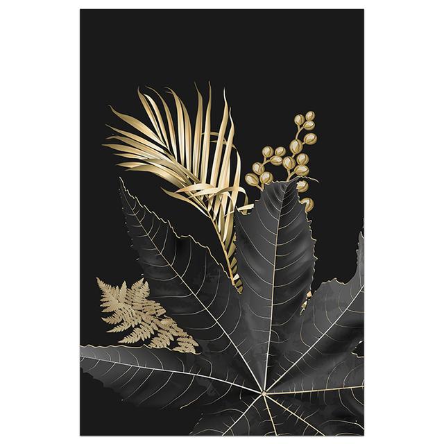 Home Decor Abstract Golden Leaf Plant Wall Art Canvas Painting Nordic Posters and Prints Wall Picture for Living Room Modern Art