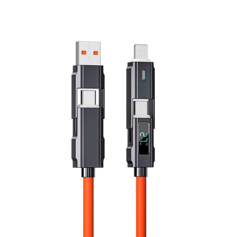Cavo di Ricarica Rapida USB-C PD 4-in-1 in Silicone per Dispositivi Android