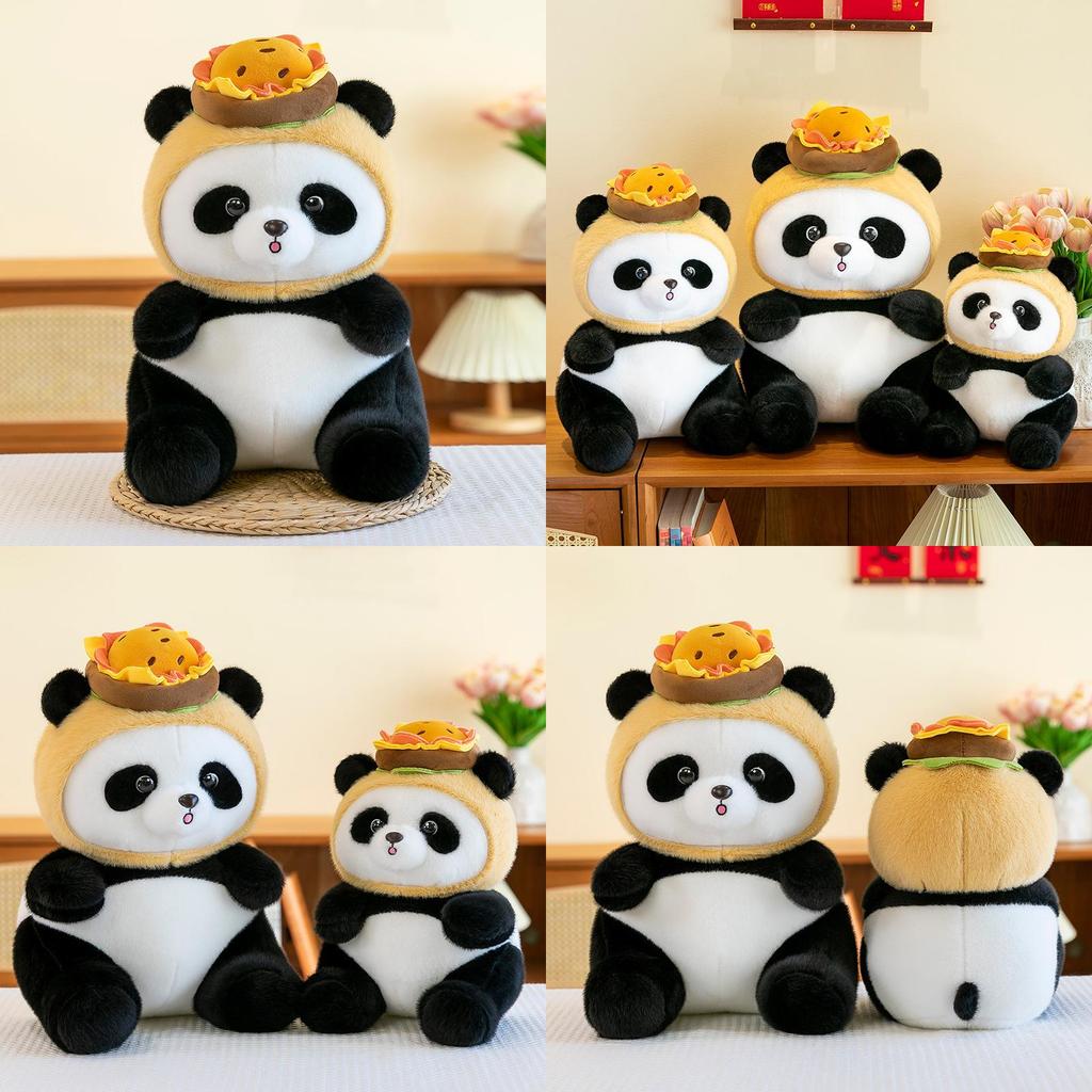 Panda Doll Hamburger Plush Toy Cartoon Soft Toy Stuffed Animal Home Gift Decor