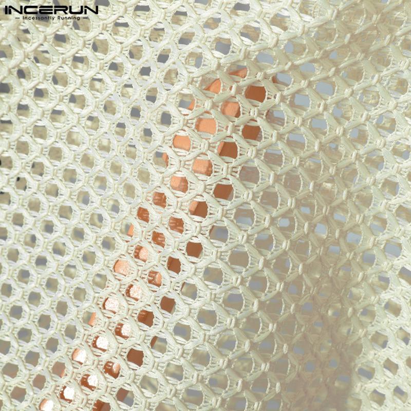 INCERUN Men V Neck Sleeveless Buttons Up Hollow Beach Tank Tops