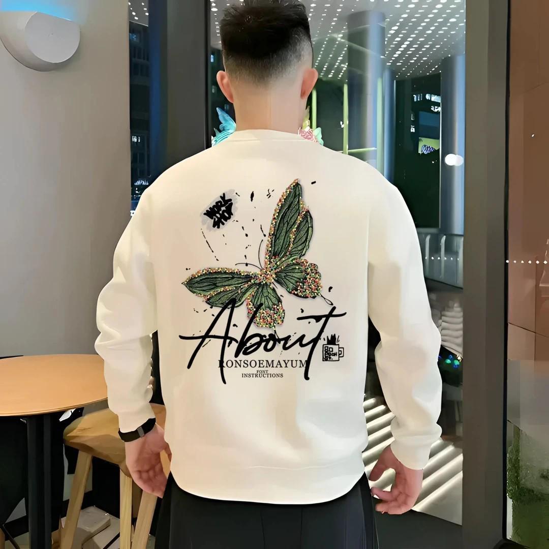 

Men s 2025 Trendy Cartoon Print Hoodie - Autumn/Winter, Loose Fit, Round Neck & Long Sleeve 3XL