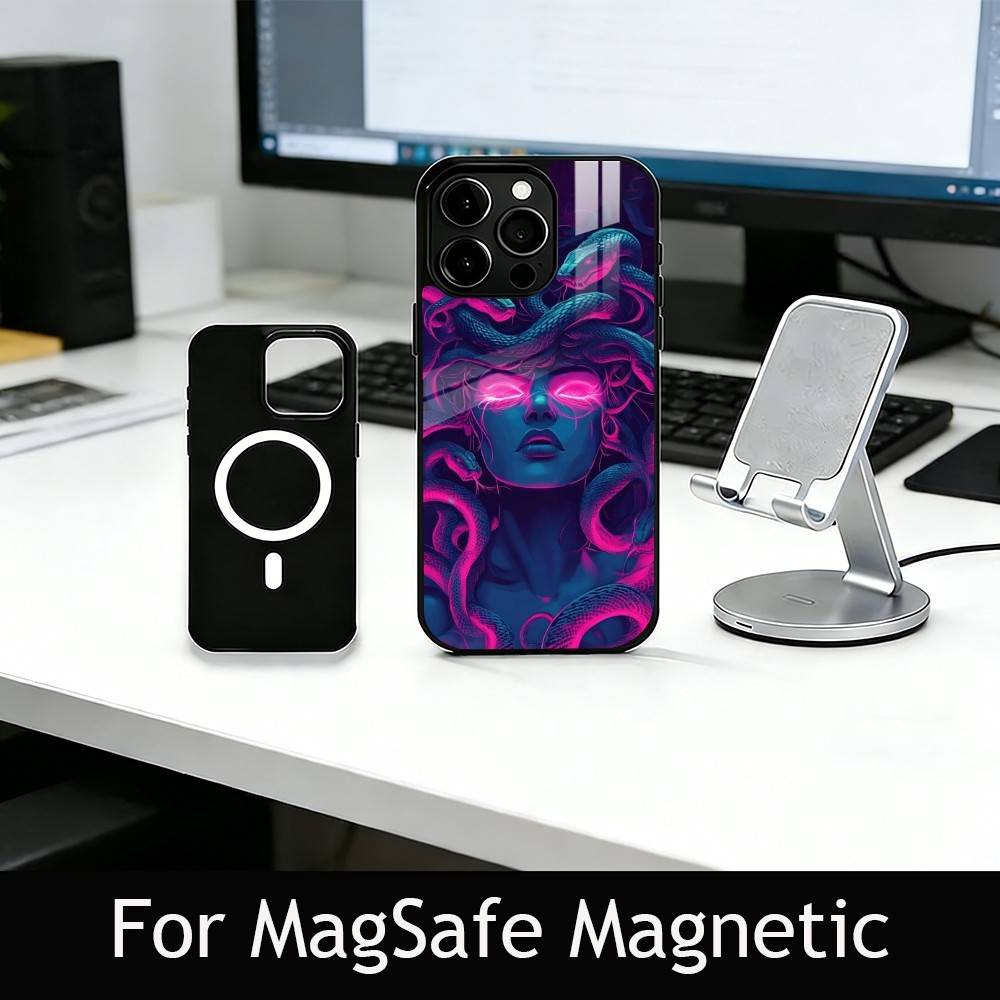 Medusa G-Mythology Phone Case For iPhone17,16,15,14,13,12,11 Plus,Pro Magnetic For Magsafe Wireless Charging