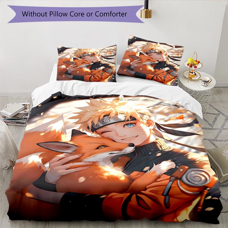3pcs NARUTO Design Cover Set - HD Printed Bedding with 1 Cover and 2 Pillowcases - Perfect for Home and Dorm Decor