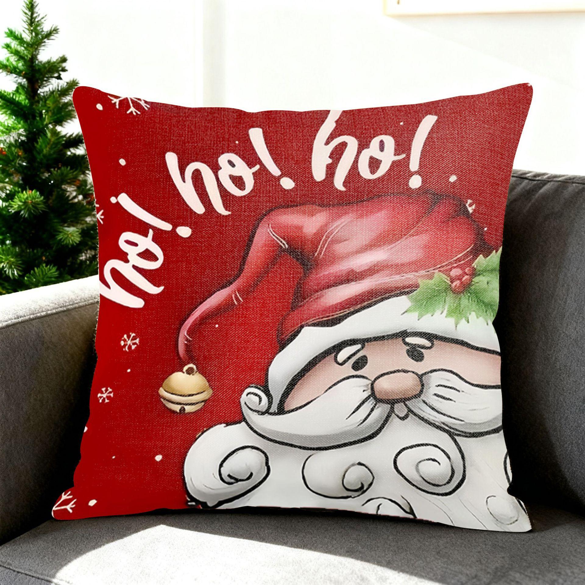 

Новая Рождественская наволочка для декоративной подушки, напечатанный лен, домашний декор, наволочка для диванной подушки, снеговик, лось 45 * 45-Linen single-sided (pillowcase)